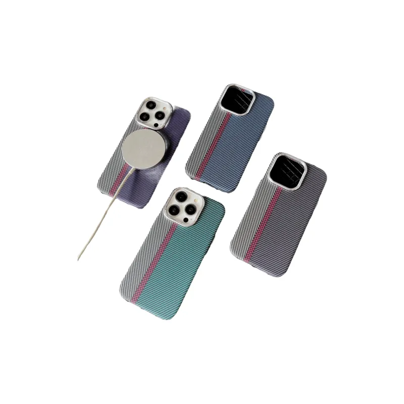 Record Star PC Material Magnetic Kevlar Texture Phone Cases Compatibility IPhone15pro Girlish Business Formal Style-1