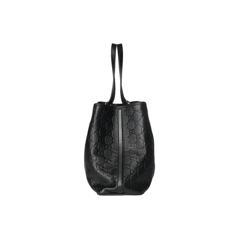 GUCCI GG Emblem Leather Tote Bag, Shopping Bag, Shoulder Bag Tubas Women's Black-2