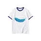 White with Navy Blue Edge