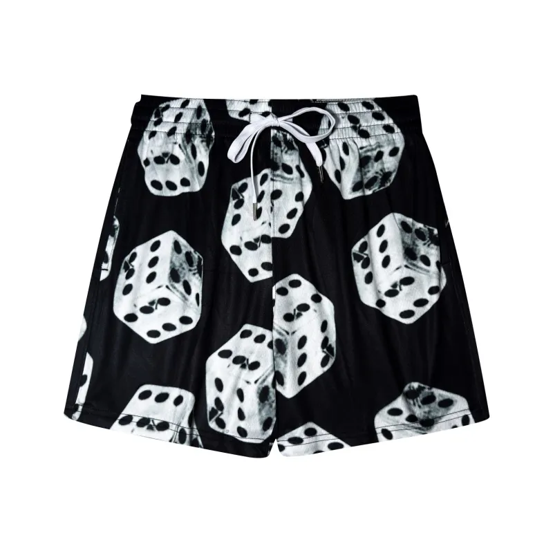 AWAO Casual Shorts Unisex Black Dice-0
