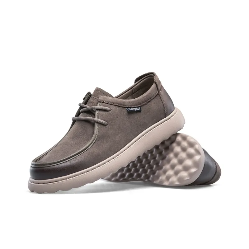 KANGNAI Men's Casual Shoes Men Low Top Brown-4