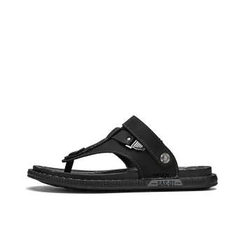AIPSEN Rubber Sole Flip Flops Men's Black