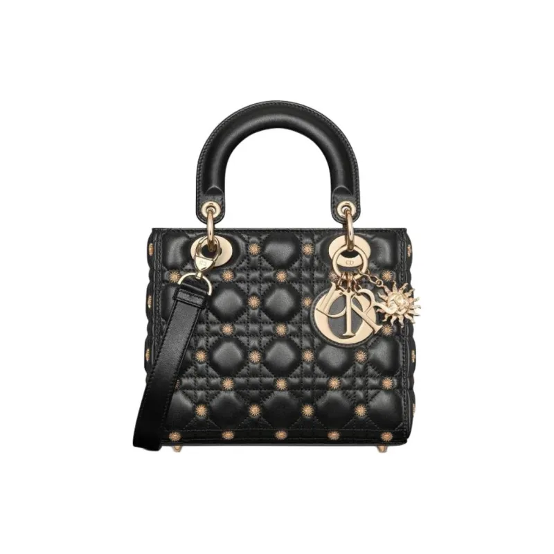 DIOR Lady Dior Lambskin Shoulder Bag, Crossbody Bag, Handbag Trumpets Women's Black-0