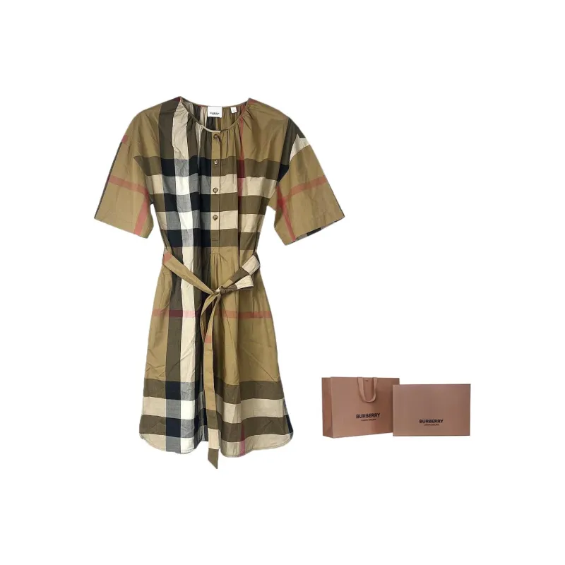 Burberry SS25 Short Sleeved Dress Women's Brown-1