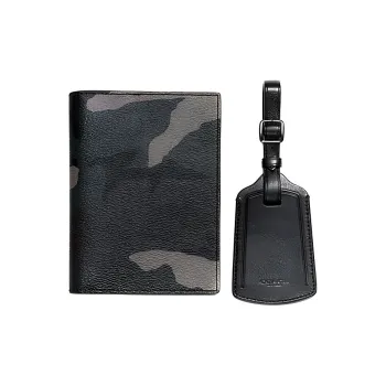 COACH Coated Canvas Wallet, Card Holder, Passport Holder Men's Camouflage Gray