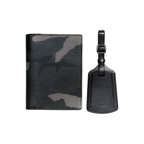 COACH Coated Canvas Wallet, Card Holder, Passport Holder Men's Camouflage Gray