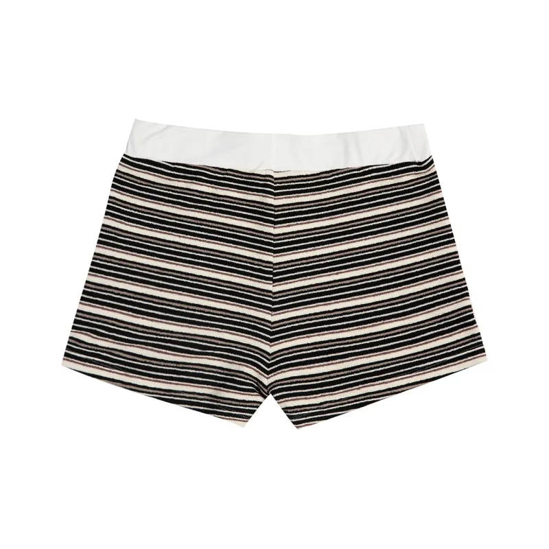 FDR Casual Shorts Women's Black White Stripes-1