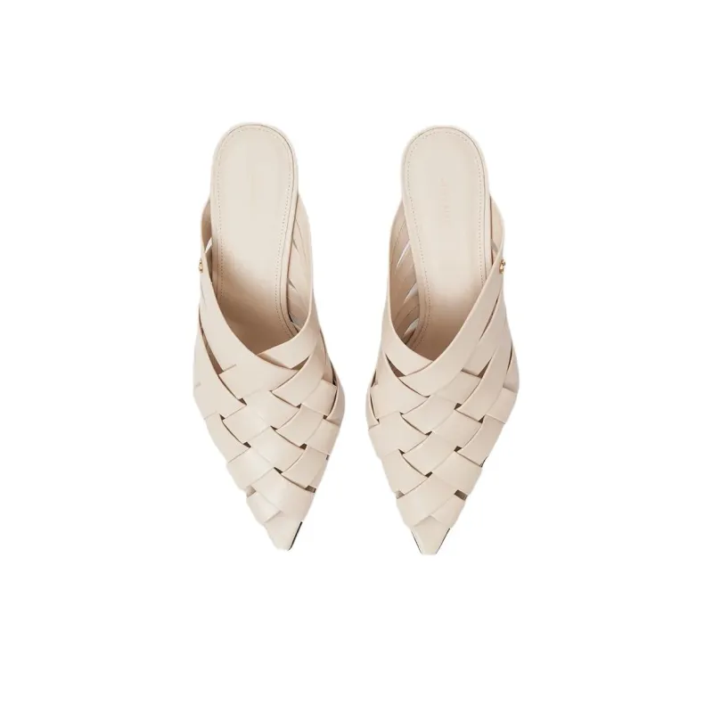 Anine Bing Closed Toe Slippers 6.1cm Women's Ivory White-3