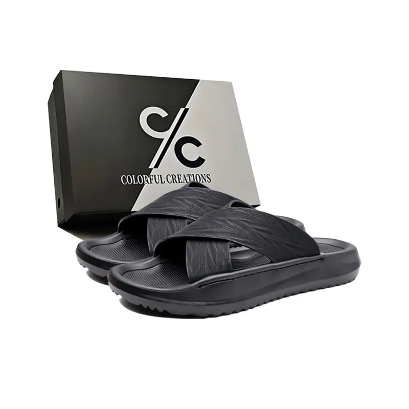 Colorful Creations Quiet Slip Resistant Abrasion Resistant Quick Dry Slide Slippers Men's Box-5