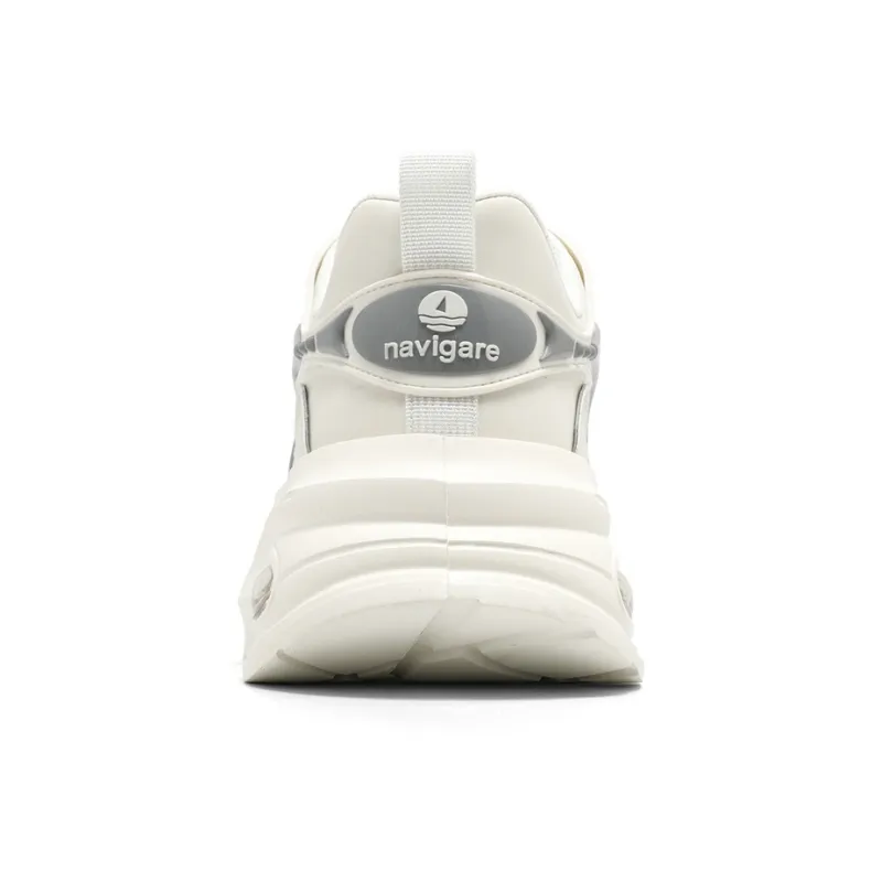 NAVIGARE Height Increasing Rebound Breathable Low Top Casual Shoes Men's White Gray-4