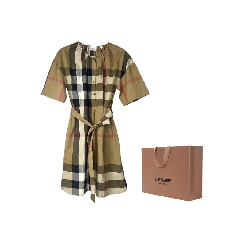 Burberry SS25 Short Sleeved Dress Women's Brown-2
