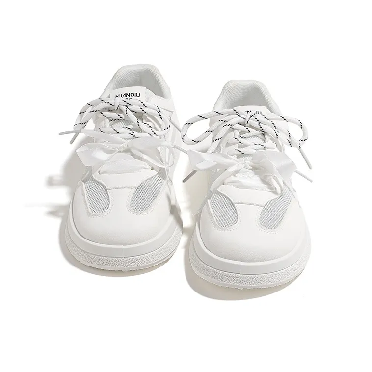 HUANQIU Cushioning Abrasion Resistant Lightweight Low Top Skateboard Shoes Women's White-1