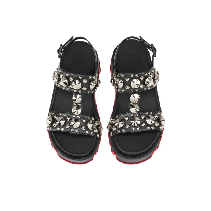 CL Duni Extazza One Strap Sandals Women's Black Red-2