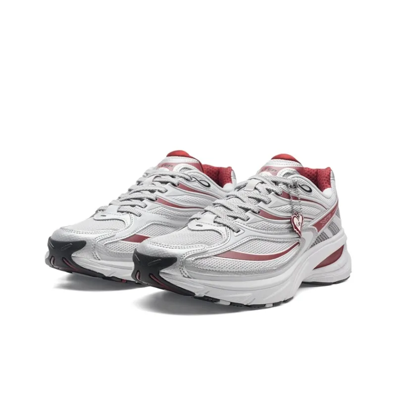 XTEP Small Basque 2nd Generation Casual Shoes Men Low Top Silver/Phantom Gray/Team Red-2