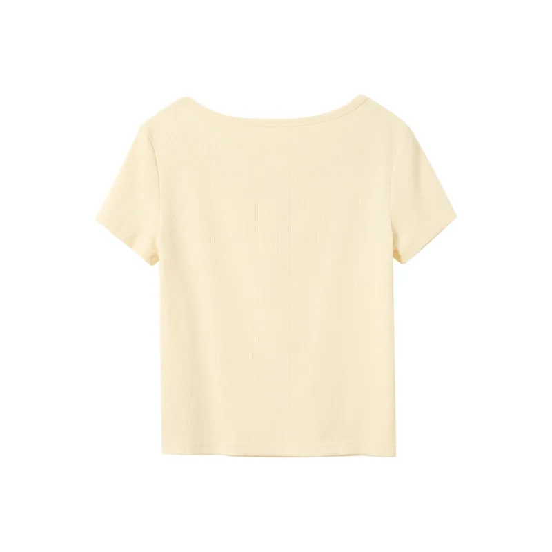 3COLOUR T Shirts Women's Yellow Cream-1