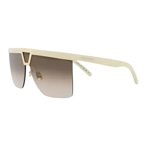 SAINT LAURENT Acetate Irregular Shape Sunglasses Women's Beige