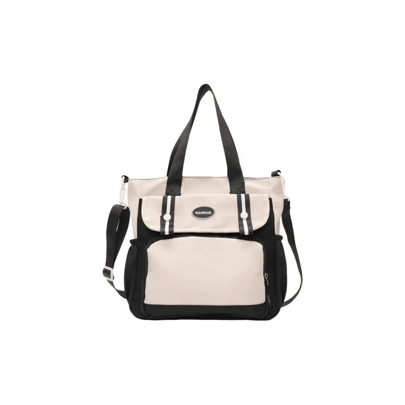 Warrior Nylon Fabric Shoulder Bag Unisex Camel/Black-4