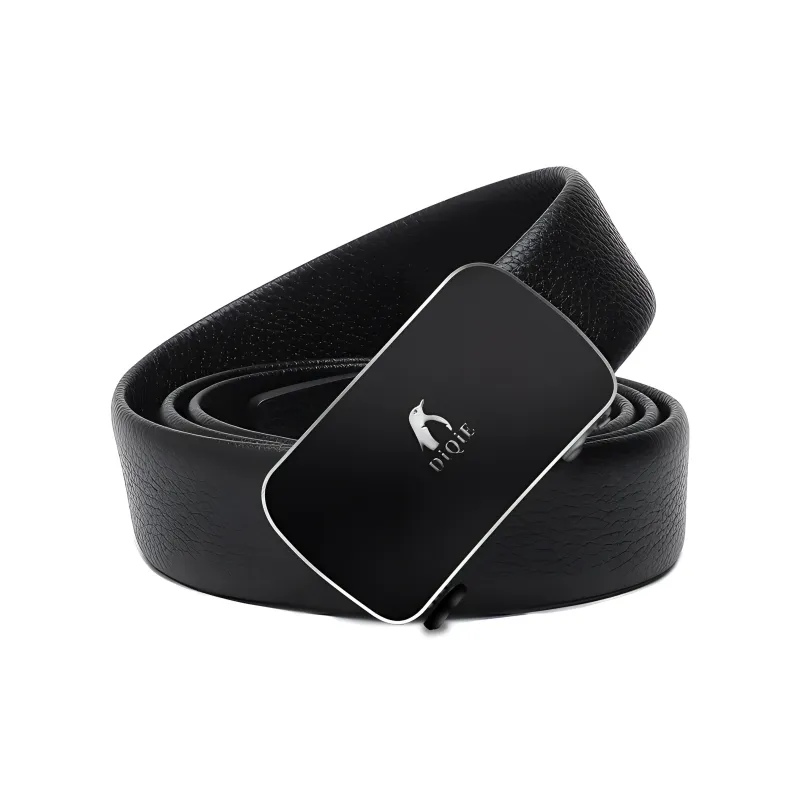 Emperor Penguin Top Grain Cow Leather Belt, Belt Unisex Space Silver, Rose Gold Width 3.5CM-0