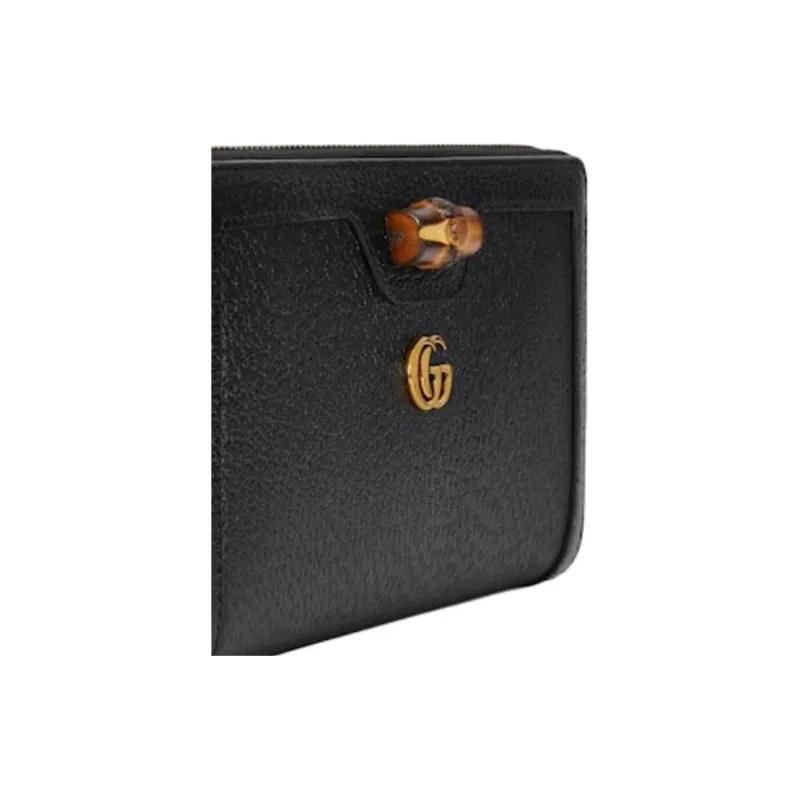 GUCCI Diana Leather Wallet Regular Women's Black-4