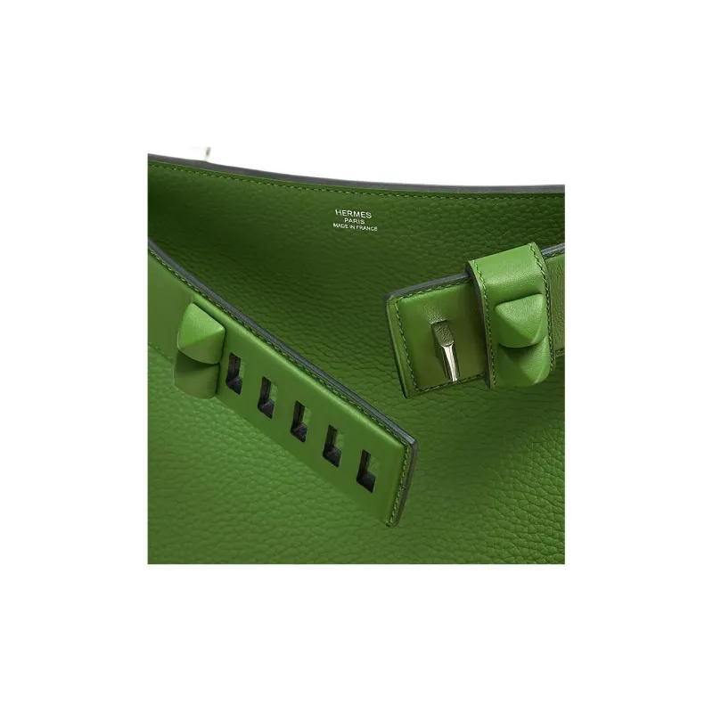 HERMES Medor Togo Calfskin With Swift Leather Shoulder Bag, Crossbody Bag, Handbag Women's Silk Green-4