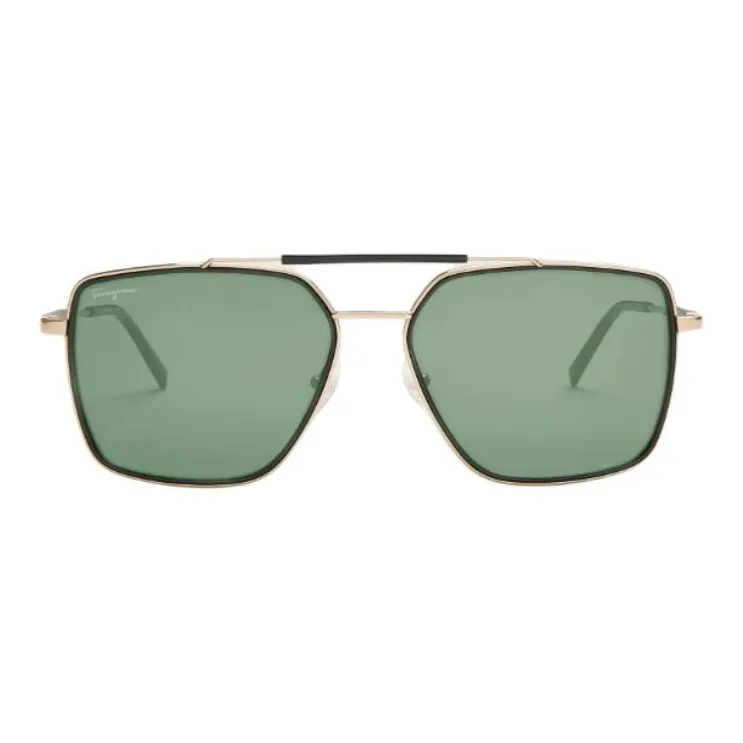 FERRAGAMO Titanium Aviator Sunglasses Men's Gold-0