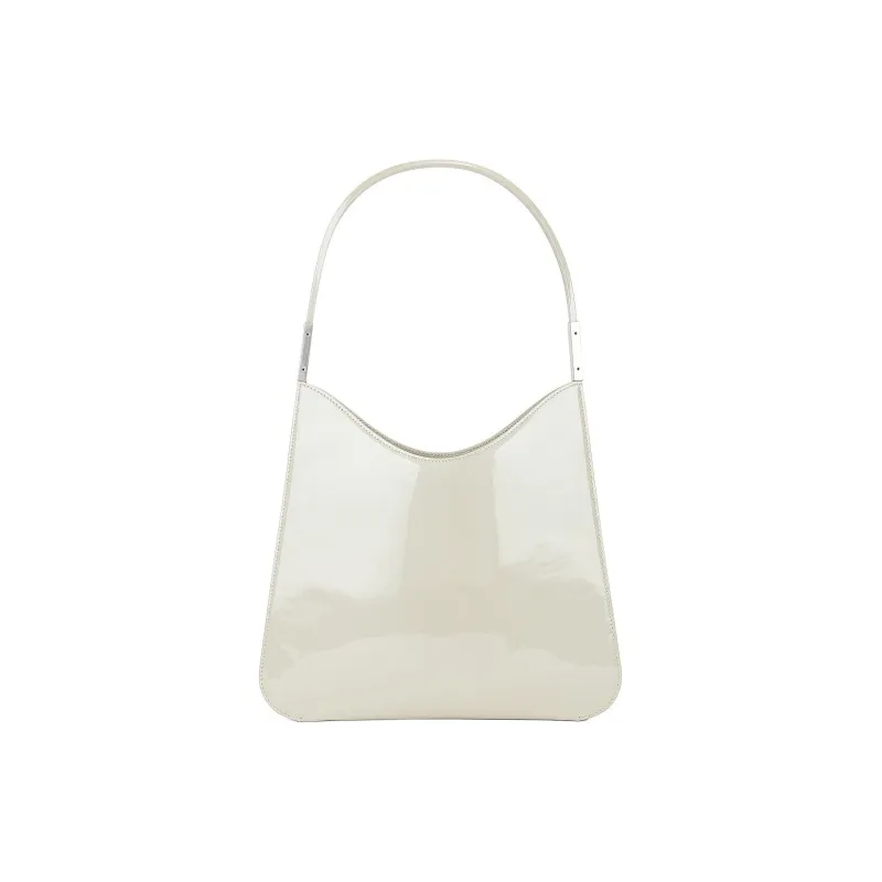 SAINT LAURENT Patent Leather Hobo Shoulder Bag Women's Bright Gray-1