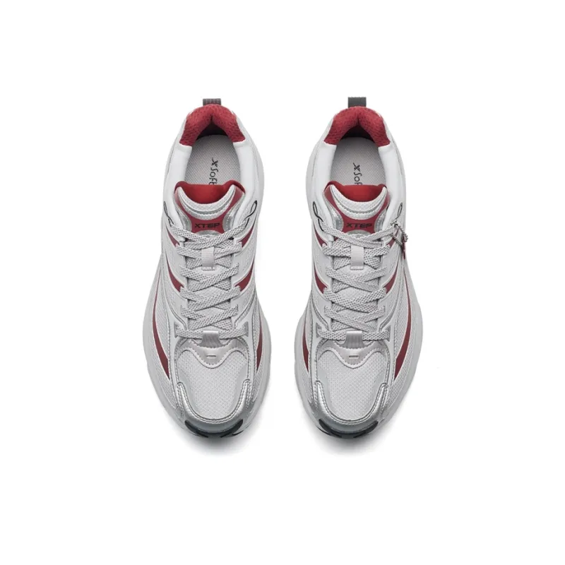 XTEP Small Basque 2nd Generation Casual Shoes Men Low Top Silver/Phantom Gray/Team Red-3