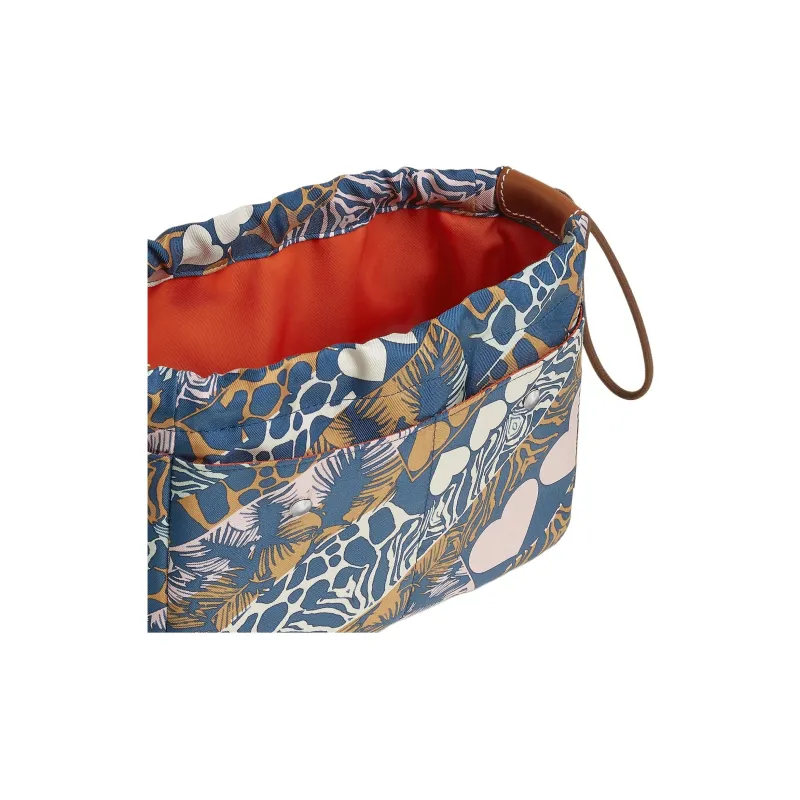 HERMES Fourbi Silk Clutch Regular Women's Navy & Bubble Green & Light Tawny-1