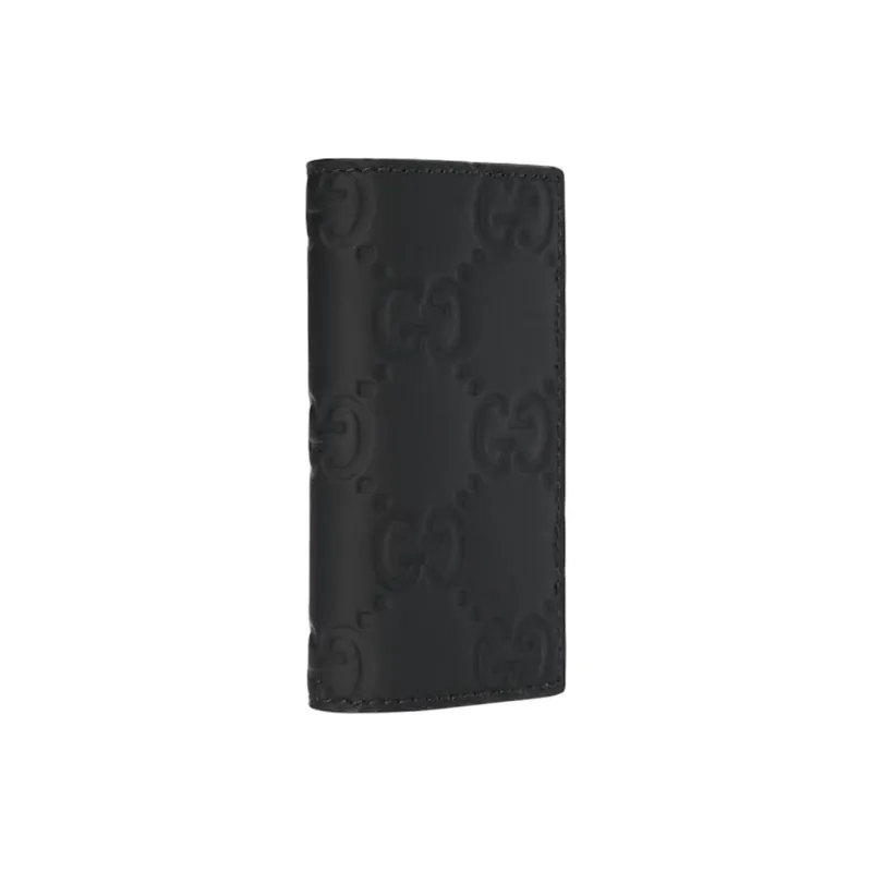 GUCCI Rubber Effect Leather Key Pouch Unisex Black-1