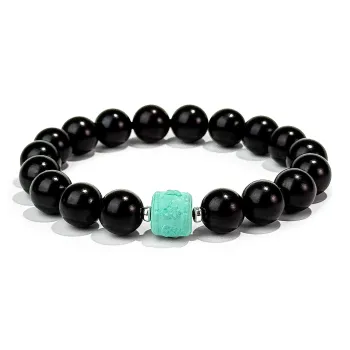 PUTUOSHANWENCHUANG Small Leaf Red Sandalwood Precious Wood Bracelets Unisex