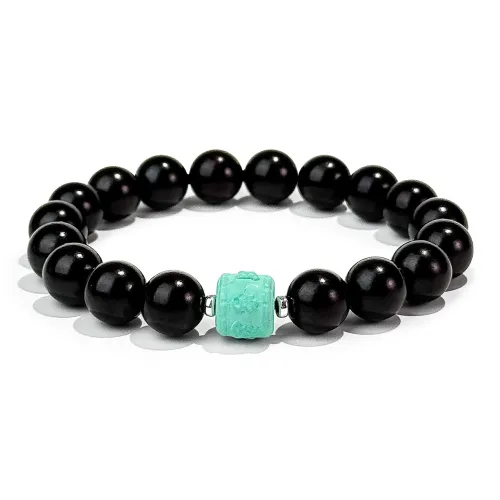 PUTUOSHANWENCHUANG Small Leaf Red Sandalwood Precious Wood Bracelets Unisex