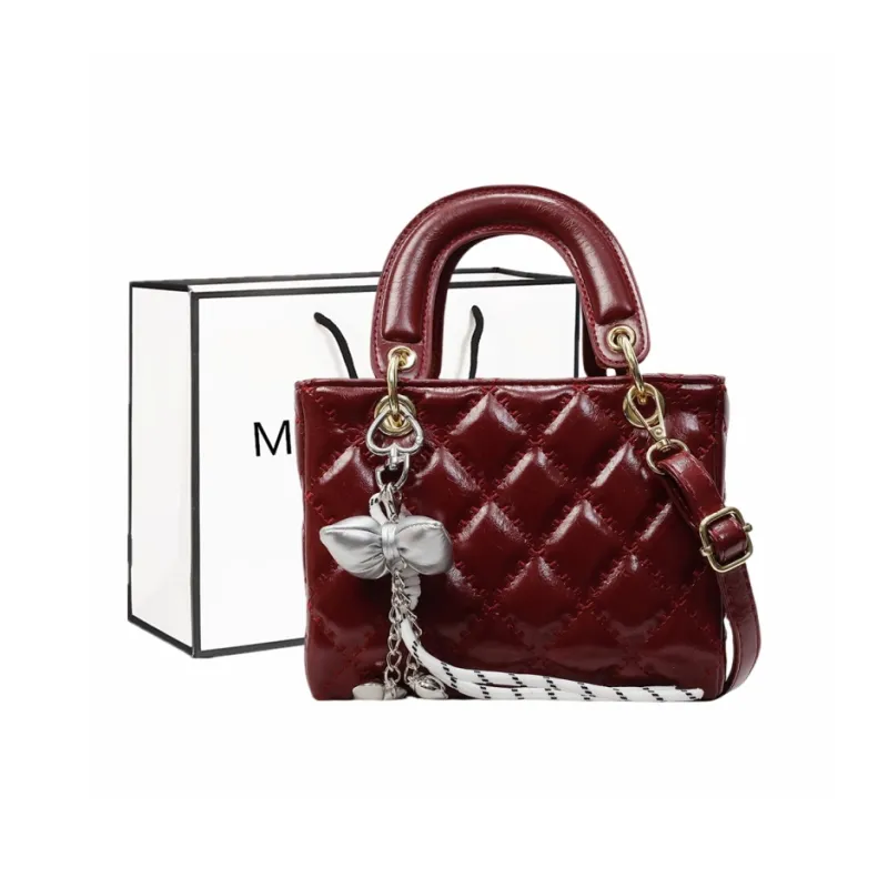 Fitchell PU Lady Dior Crossbody Handbag Women's Blue/Silver/Black/Ecru/Pink/Burgundy-23