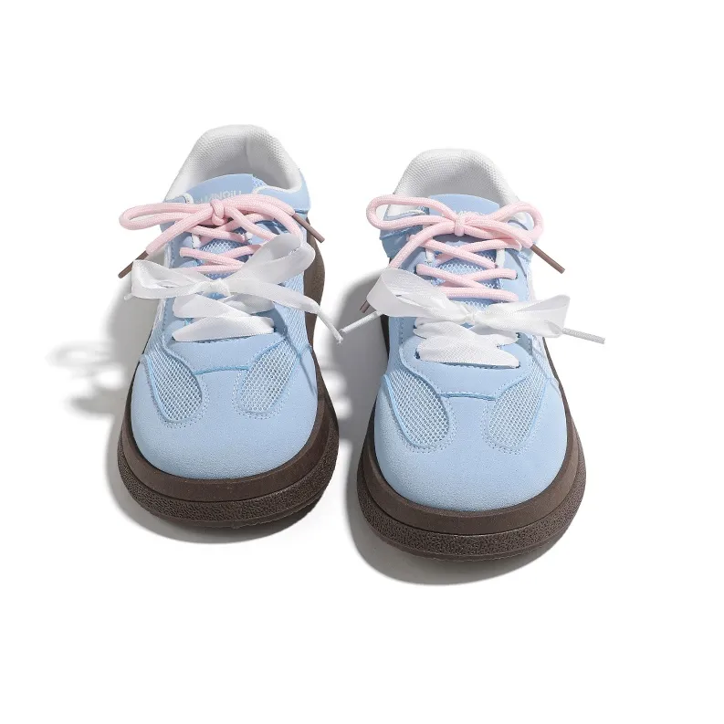HUANQIU Cushioning Lightweight Height Increasing Low Top Skateboard Shoes Women's Blue-2