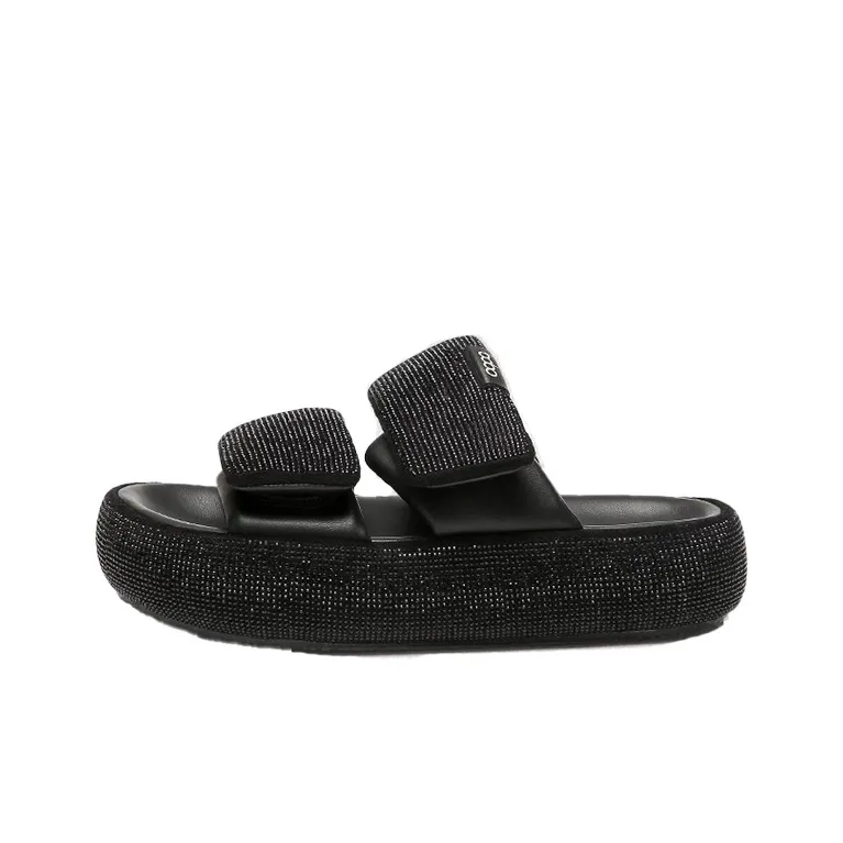 WOOS BOBO Rubber Sole Rhinestone Shock Absorbers Slide Slippers Women's-0