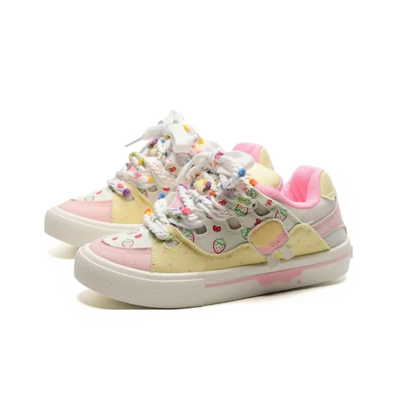 Medd Skateboard Shoes Women's Low Top Beige Pink-5
