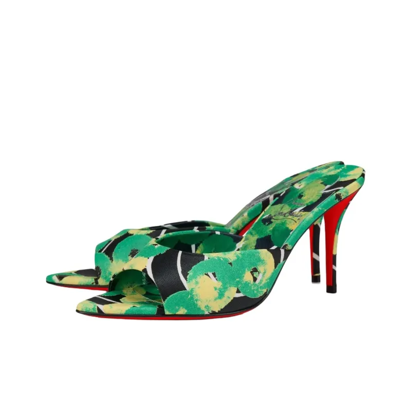 CL Slide Slippers 8cm Women's Green-2