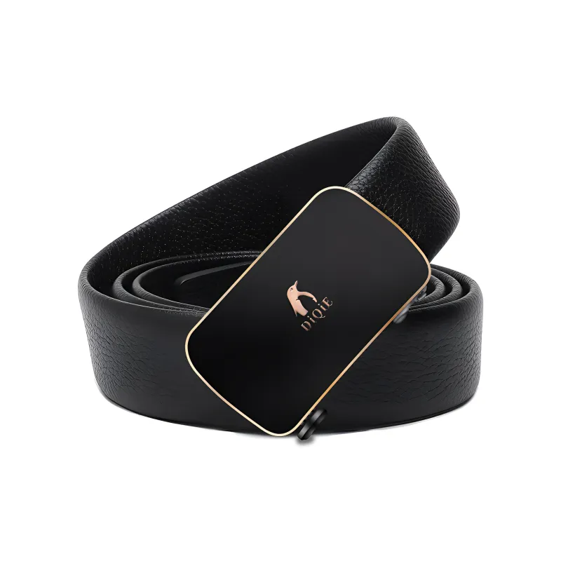 Emperor Penguin Top Grain Cow Leather Belt, Belt Unisex Space Silver, Rose Gold Width 3.5CM-6