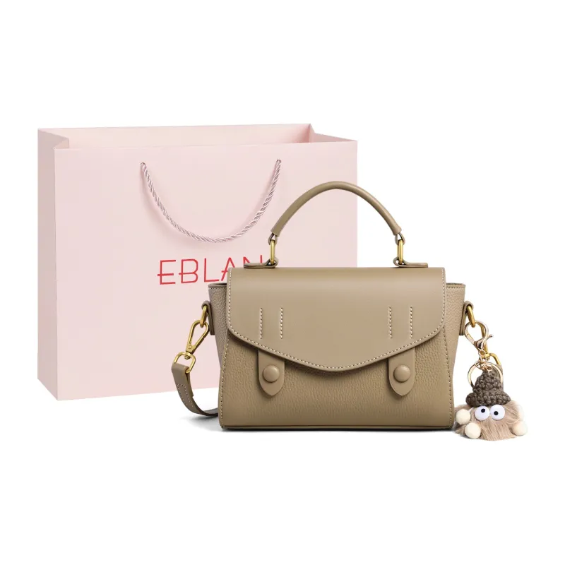 EBLAN Cow Leather Shoulder Bag, Crossbody Bag, Handbag Women's Khaki-0
