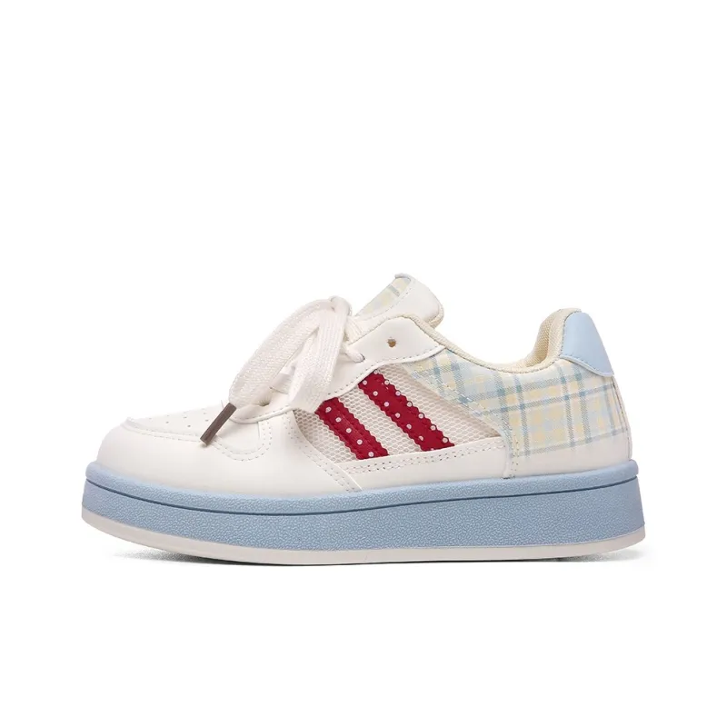 DGUMI Anti Slip Wear Resistant Low Top Skateboard Shoes Women's Plaid Blue-0