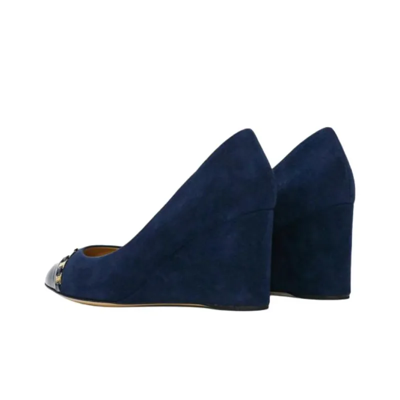 FERRAGAMO Wedge Heel High Heels 7.5cm Women's Blue-3