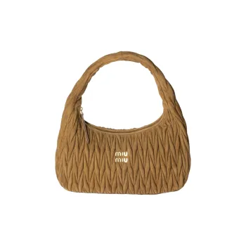 MIU MIU Wander Series Suede Shoulder Bag Women's Brown Green