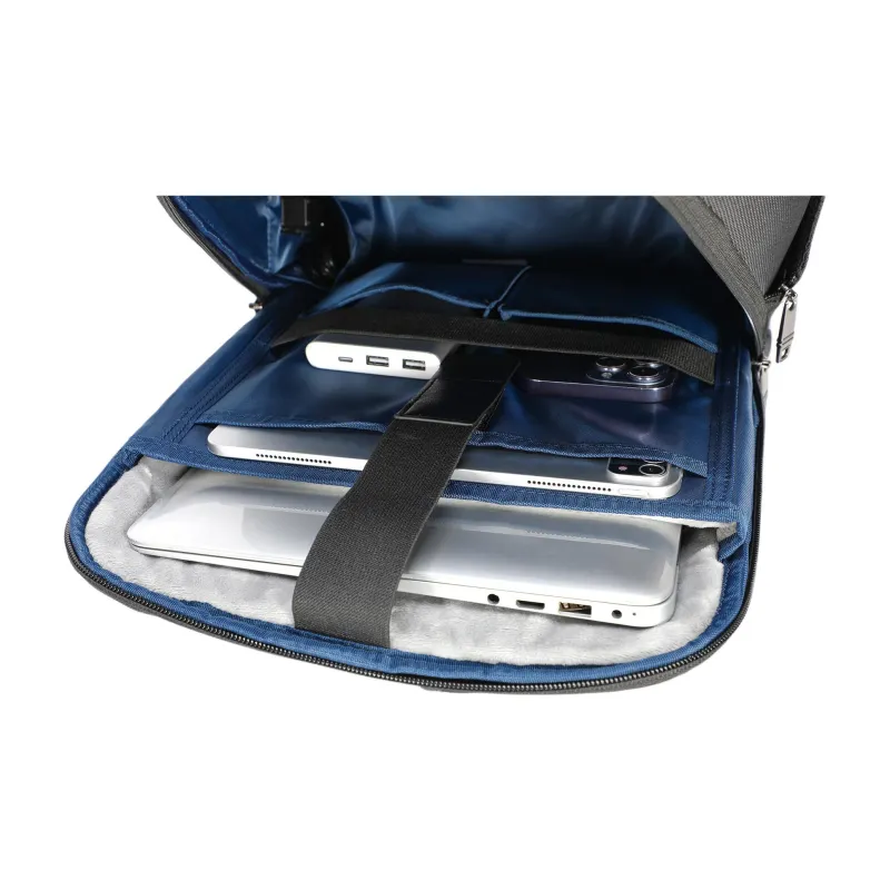 QRST Composite Fabric With Microfiber Laptop Bag Backpack Unisex Black-3