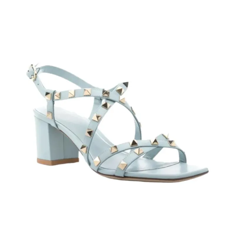 Valentino Rockstud One Strap Sandals 6.5cm Women's Blue-2