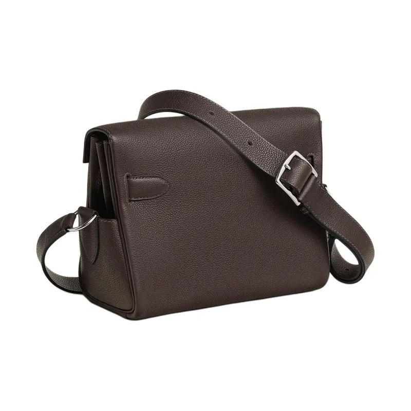 HERMES Kelly Barenia Faubourg Calfskin Messenger Bag, Shoulder Bag Trumpets Men's 46 Ebene Ebony-2