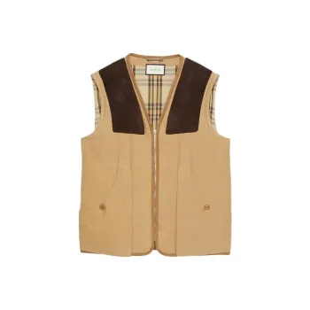 GUCCI Moleskin Suede Detailed Vest Fawn
