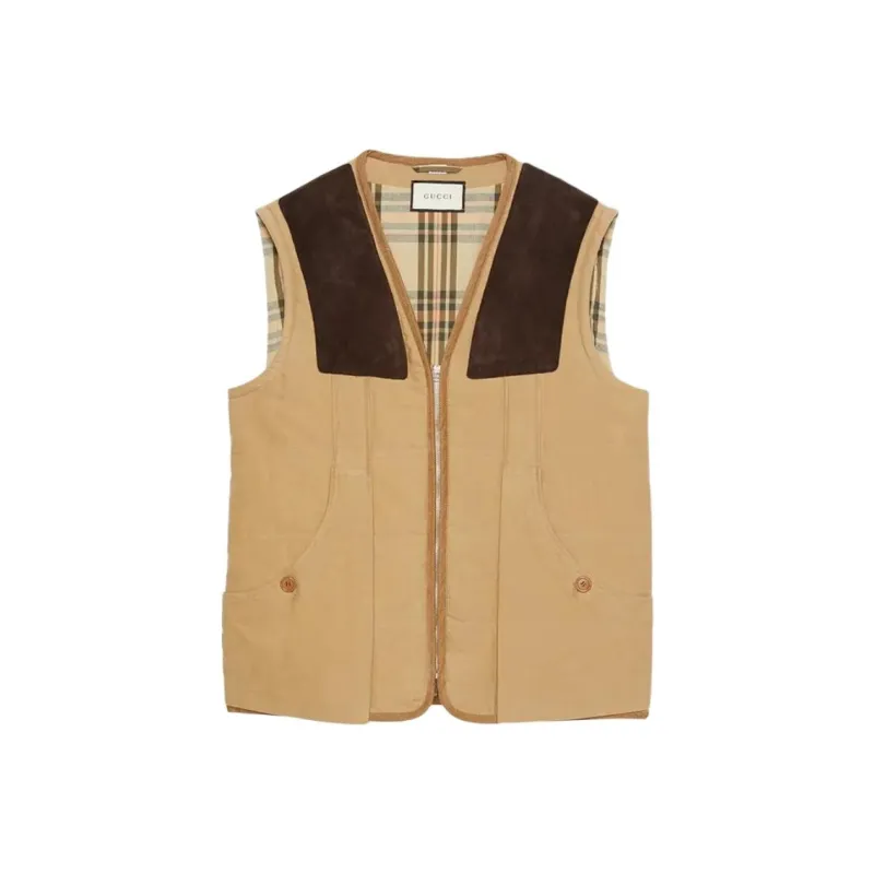 GUCCI Moleskin Suede Detailed Vest Fawn-0