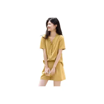 XWI Shirt Matching Sets Women's Summer Yellow