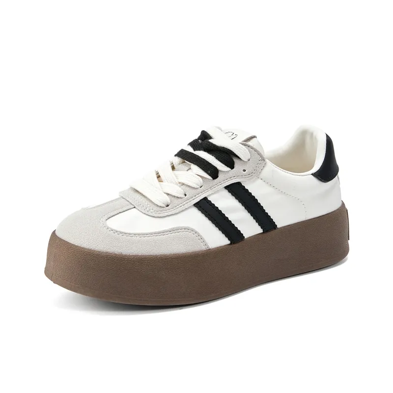 La Chapelle Anti Slip Wear Resistant Skateboard Shoes Women's White Black-1
