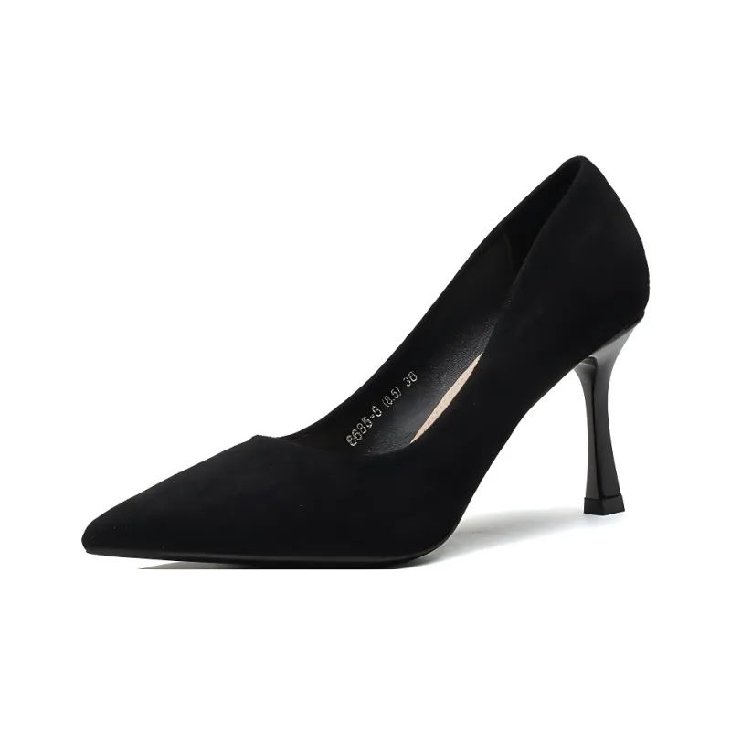 GOSO Chunky Heel High Heels 8.5CM Women's Black-0