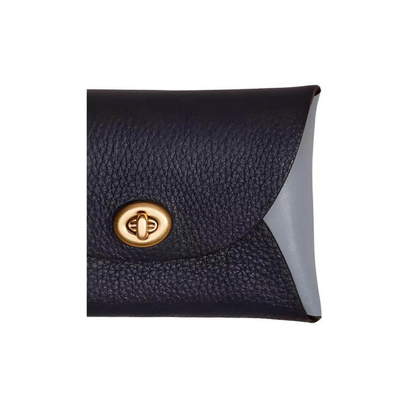 COACH Pouch Leather Coin Purse Wallet Clutch Women's Blue-1